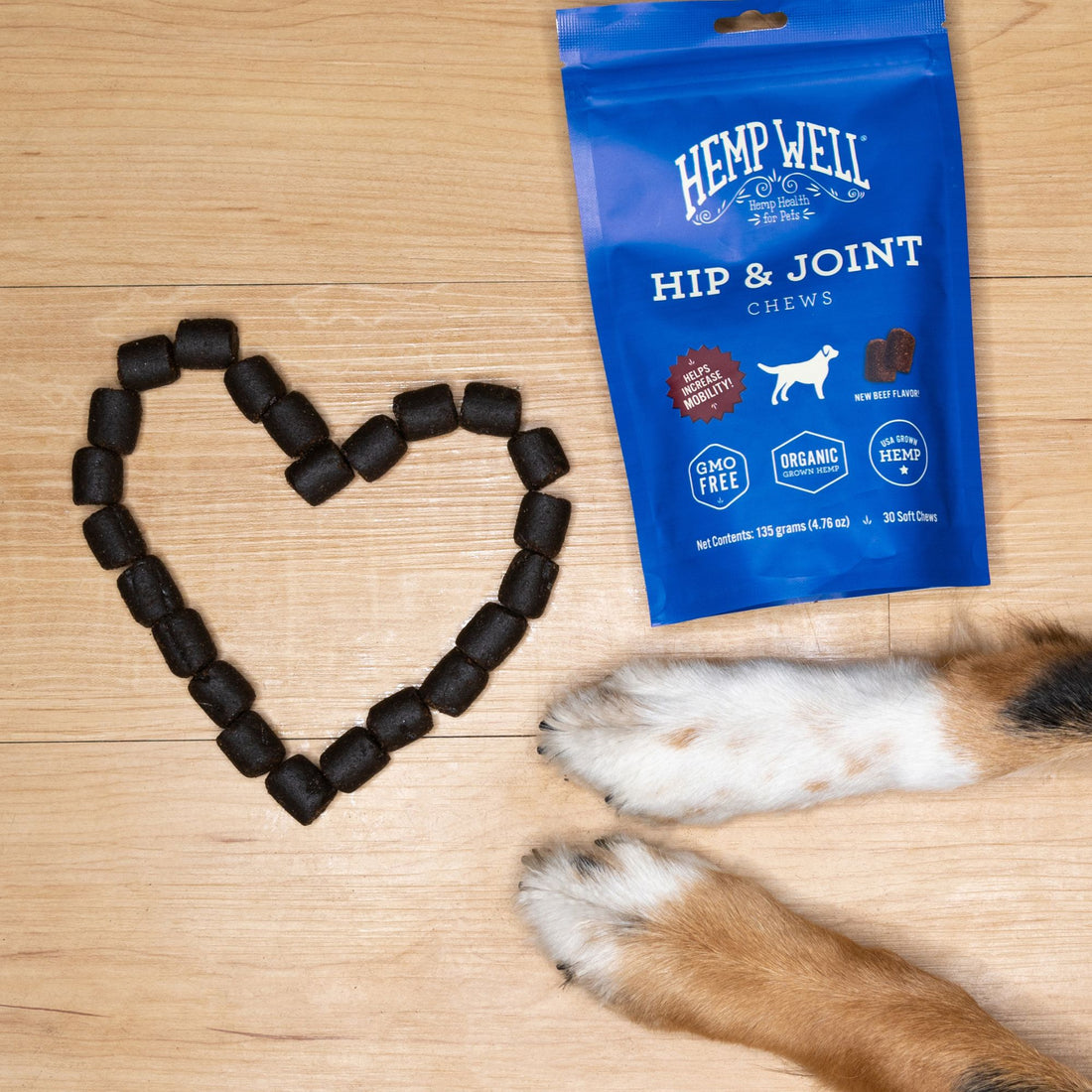 Hip & Joint support for dogs with organic hemp, glucosamine, MSM and Boswellia