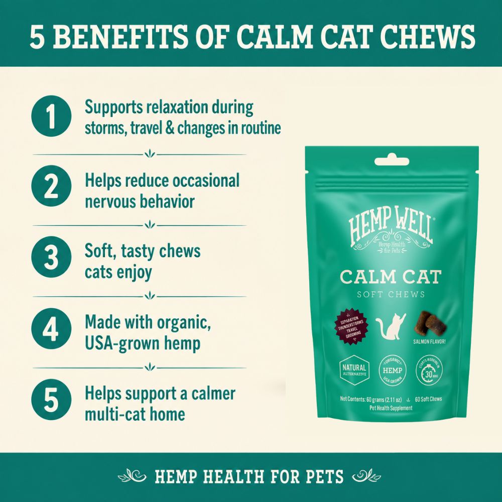 Calm Cat Soft Chews - Organic, USA Grown
