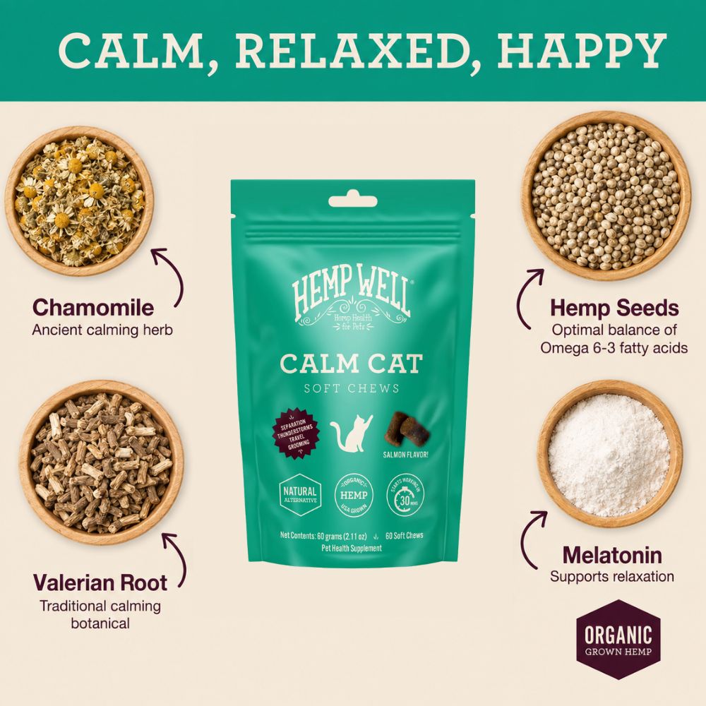 Calm Cat Soft Chews - Organic, USA Grown