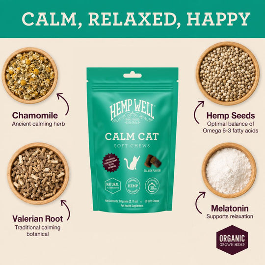 Calm Cat Soft Chews - Organic, USA Grown