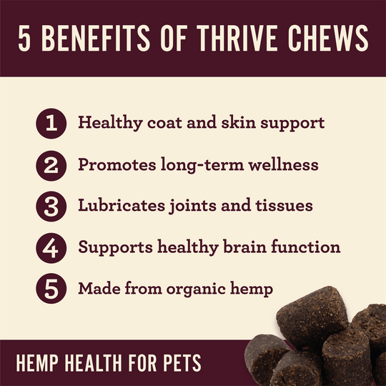 Organic Thrive Dog Soft Chews for Skin Health - Hemp Well dog dog treats hemp tag4 organic over 1,000,000 pets love Hemp Well