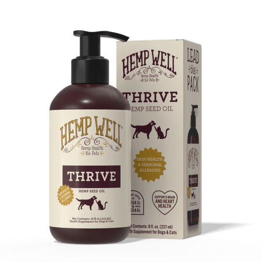 Hemp Well Thrive pet product on a white background
