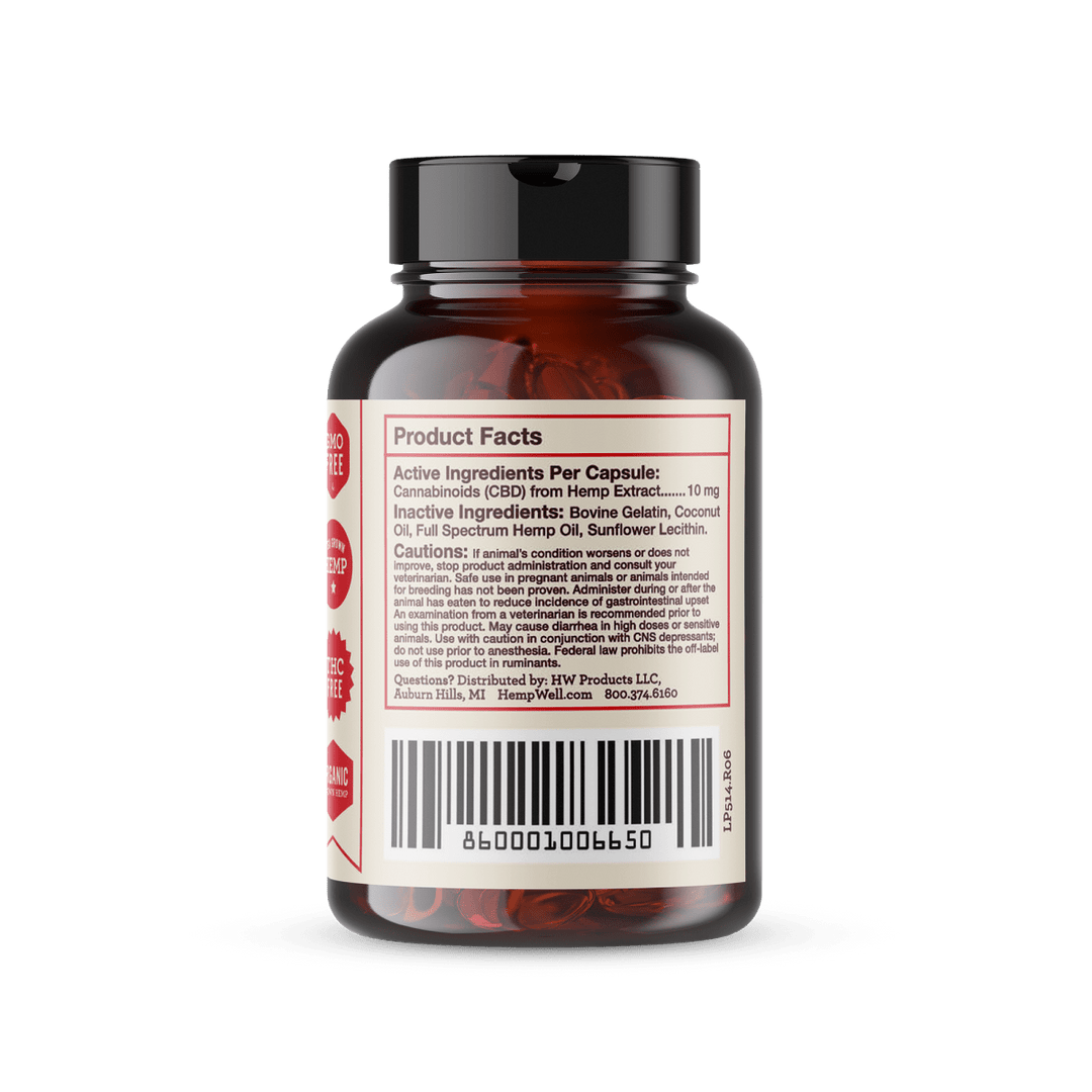 Relief (CBD) Capsules for Dogs - Hemp Well CBD dog capsules