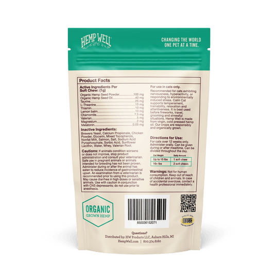Calm Cat Soft Chews - Hemp Well calm Calm Pet calming