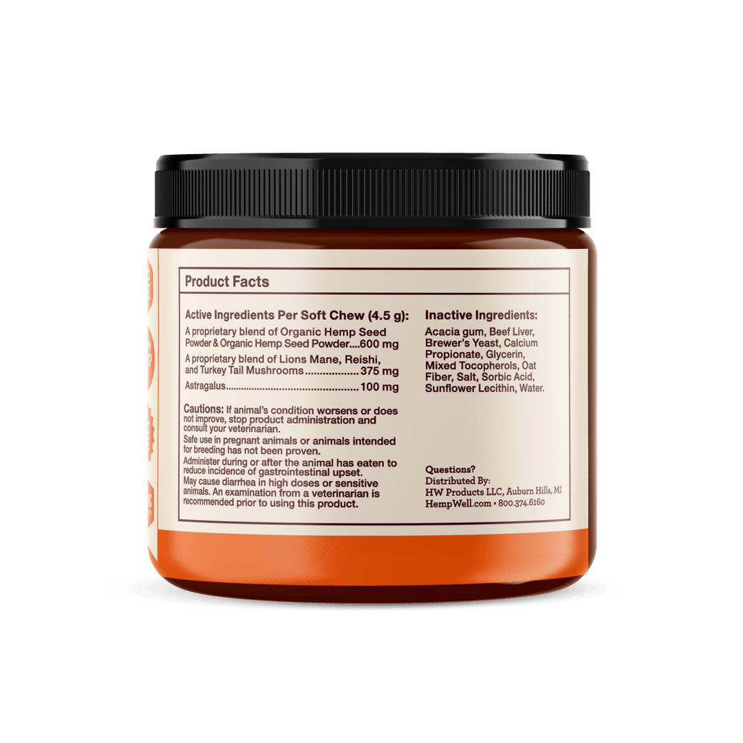 Immune Support Dog Soft Chews - Hemp Well calm dog dog immunity