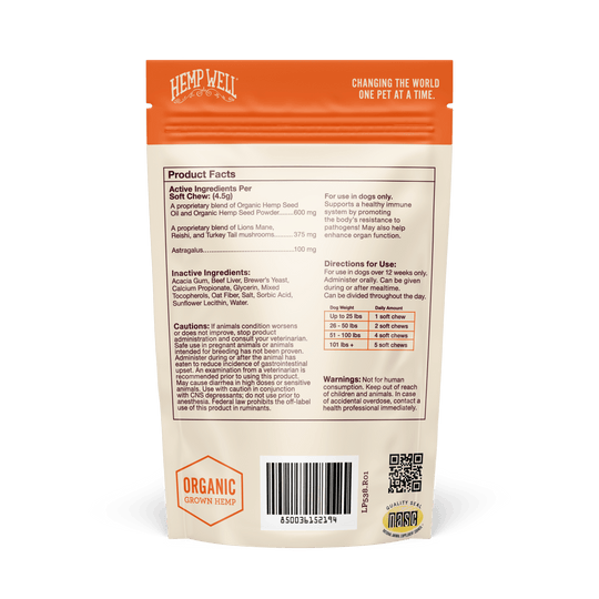Immune Support Dog Soft Chews - Hemp Well calm dog dog immunity