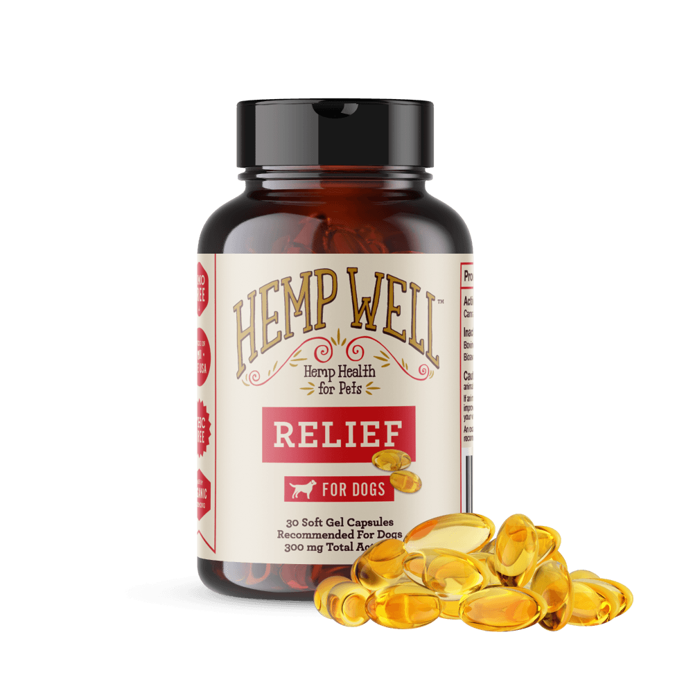 Relief (CBD) Capsules for Dogs - Hemp Well CBD dog capsules