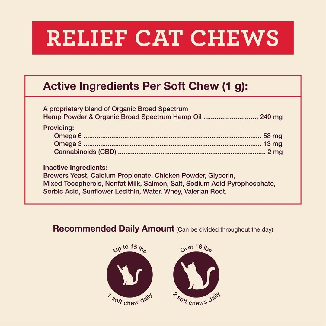 Relief (CBD) Cat Soft Chews - Hemp Well anxiety best CBD cat products calming