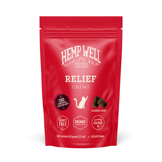 Relief (CBD) Cat Soft Chews - Hemp Well anxiety best CBD cat products calming