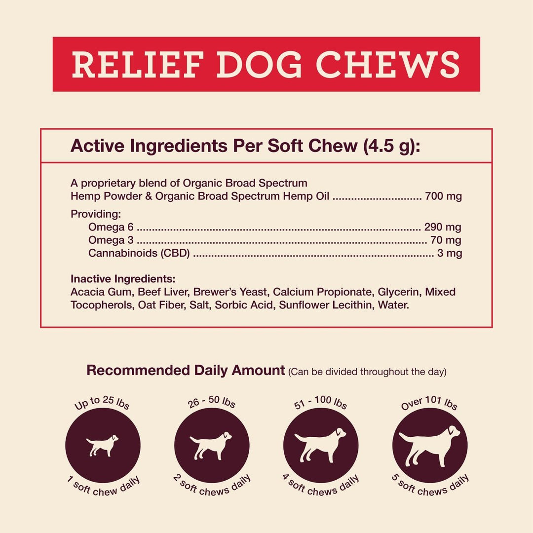 Relief (CBD) Dog Soft Chews - Hemp Well calm CBD oil for dogs dog