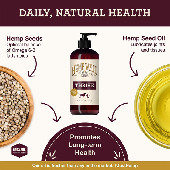 Give your furry friend the best with Thrive Oil for Dogs & Cats - a USA grown, organic solution for happy and healthy pets.